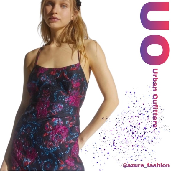 URBAN OUTFITTERS Black Red Floral Electric Heart Strappy Mini Dress! - Picture 4 of 8